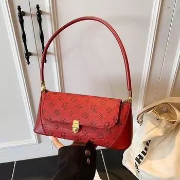 Niche underarm bag women s summer new trendy fashion casual high sense versatile shoulder baguette bag красный