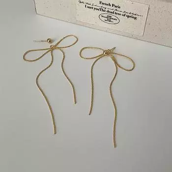 Niche Unique Design Sense Tassel Long Bow Stud Earrings Women Cold Wind Exaggerated Personality Fashion Earrings