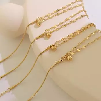 Niche универсальная двухслойная цепочка для губ, сращивание змеиной кости, маленькая подвеска в виде стального шарика, титановая сталь, покрытая 18-каратным золотом, женский браслет