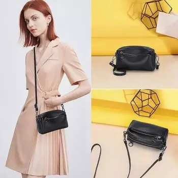 Niche Versatile Messenger Bag, сумка через плечо из коровьей кожи первого слоя, натуральная кожа, портативная, многослойная ручная сумка на запястье небольшого размера коричневый