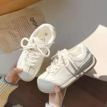 Niche versatile shoes women s new thick baseplate shoes retro little white shoes women 35
