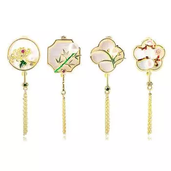 Niche Высококачественный дизайн Sense Antique Fringed Brooch, элегантный жемчужный пиджак Meilan Bamboo Chrysanthema, аксессуары для корсажа костюма