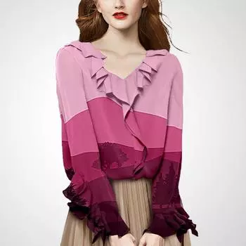 Niche Women s Summer Half-Sleeve Polka Dot Print Casual Shirt Pink color matching S