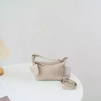 Niche Woven Handbag Women 2025 New All-Match Soft Leather Casual Carrying Messenger Bag High-Grade Shoulder Bag Mi Yue Mi Grey