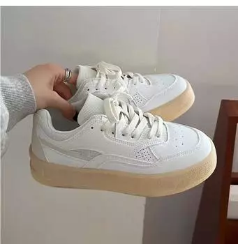 Niche yellow thick baseplate shoes women s spring and autumn versatile shoes casual sports bread shoes 35 бежевый