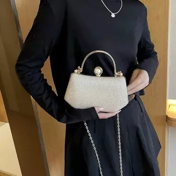 Niche женская сумка 2024 года, летняя новая сумка через плечо с цепочкой и ручкой, уникальная ручная сумка с золотой пряжкой чёрный
