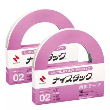 Nichiban Tape Nicetack Firmly Sticks and Easy to Peel 10mm Double-Sided NW-H10AZ2P