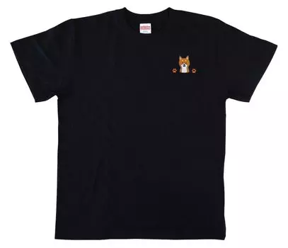 Nick Knack Dog L Shiba Inu Embroidery Fit Standard Unisex Length 73 Length 55 Shoulder Width 50 Sleeve Length 22 T-shirt (Brown) 02939-03 (cm)