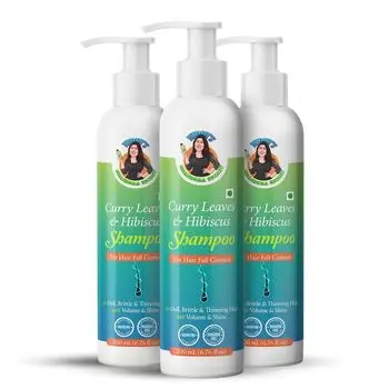 NIDHI’S GRANDMAA SECRET Curry Leaf and Hibiscus Shampoo for Hair Fall Control - 200mL (3 Bottles Pack) Pack of 3