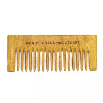 NIDHI S GRANDMAA SECRET Kacchi Neem Comb - Чистый расческа из дерева ним с деревянными зубцами - Деревянная расческа для женщин/мужчин для борьбы с волосами и перхотью - 1 шт. 1 Piece