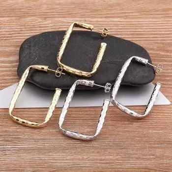 Nidin Новые модные 2 цвета геометрические полые квадратные серьги в стиле панк циркон женские простые ювелирные изделия для вечеринки подарок оптовая продажа золотой