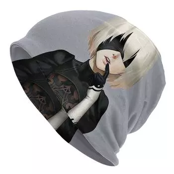 Nier Automata Heitai Girl Game Skullies Шапочки Шапка Зимние теплые шапки Капот Хип-хоп Лыжная шапка One Size