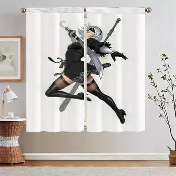 Nier Automata жалюзи кухонные шторы затемняющие карнизы щупальца гостиная штора для детской комнаты жалюзи кудри W50xH70cmx2pcs-CL