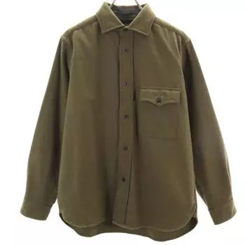 Nigel Cabourn made in Japan Long sleeve Wool shirt 48 khaki Elbow patch Men s Used
