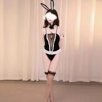 Night Dou Сексуальное женское белье Сексуальный кролик Соблазнение Униформа Цельный косплей Маленькая грудь Шоу Большая Девушка One Size