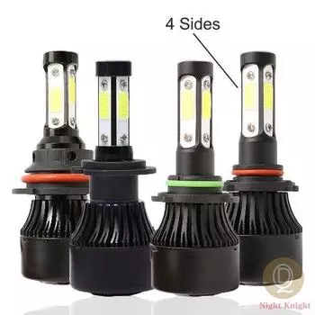 Night Knight 4 Side 50W 10000LM Автомобильные светодиодные лампы для фар 6500K H4 H7 H11 Автомобильные фары H7 белый