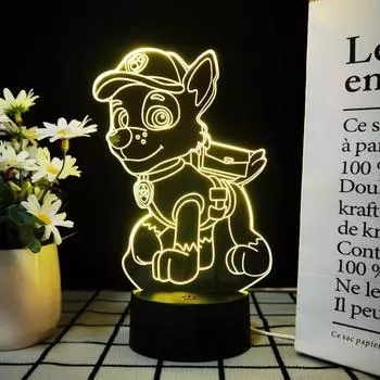 Night Light 3d Paw Patrol Toys Illusion Lamp 7 Colors Changing Desk Led Lights Style B