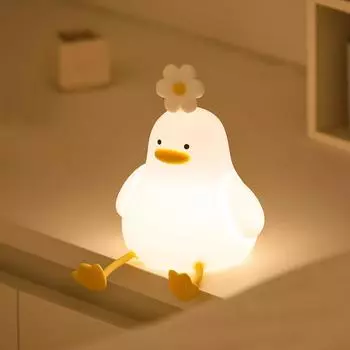 Night Light Duck Headlamp Silicone 3 Stage Dimming Silicone USB Charging Healing Bed Headlamp Baby Smartphone Stand Function Nursing Light Usual Night