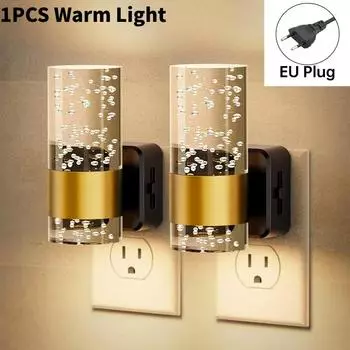 Night Light Led Plug Into Wall With Adjustable Brightness Auto Lamps Sensor Warm Light EU
