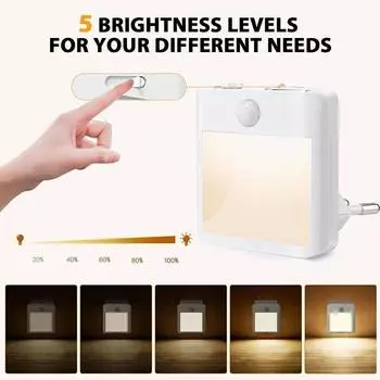 Night Light Motion Sensor with LED Light EU/US Plug Light Kids Night Light Wireless Night Light for Baby Bedside Table Bedroom