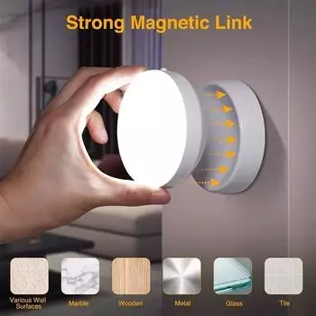 Night Light Wall Lamp Rechargeable 360 Degree Rotation PIR Motion Sensor LED Under Cabinet Light Wireless Wardrobe Night Light