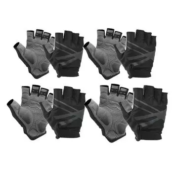 Night Reflective Riding Half Fingers Gloves Breathable Shockproof Anti Slip for Outdoor Sports Black M