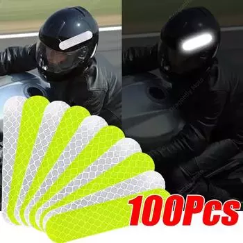 Night Visibility Helmet Decals 10Pcs Reflective Safety Stickers for Motorcycle Bicycle Snowboarding and Racing Protective Gear жёлтый