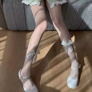 Nightclub Lolita Style Japanese Sexy Stockings Bowknot Stockings Fishnet Stockings Sexy Pantyhose black-B