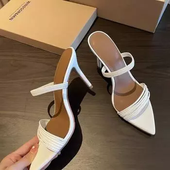 Ночной клуб сексуальные туфли на высоком каблуке-шпильке женские, острые носки с тапочками женские 35 белый