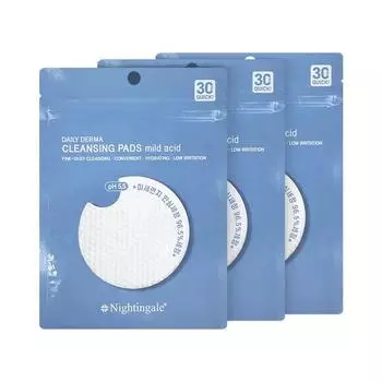 Nightingale Daily Derma Cleansing Pad Tissue Mild Acid, 10 шт., 3 шт.