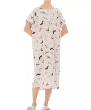 Ночная рубашка Cool Touch Rib Knit Petal Cat бежевый FreeSize [Narue] женская бежевый