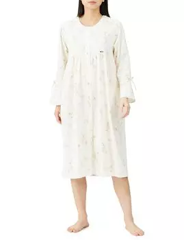 Ночная рубашка Хлопковая простыня Антуриум Открытое платье спереди Белое [Narue] Женское ML белый