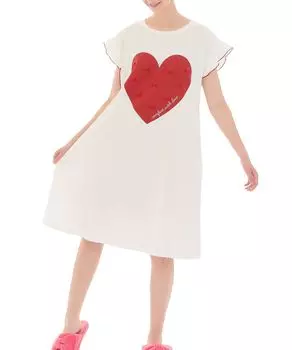 Nightshirt Mercerized Big Heart Dress White FreeSize [Narue] T-shirt Women s белый