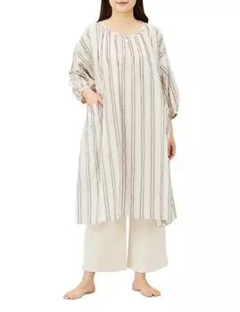 Nightshirt Shirring Voile Striped Dress Black [Narue] Women s M-L чёрный