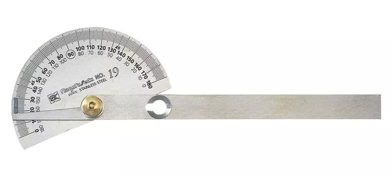 Niigata Seiki SK Made in Japan Protractor Stainless Steel Finish No.19B PRT-19B