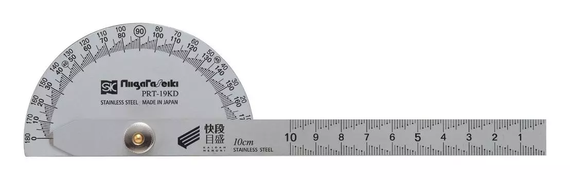 Niigata Seiki SK Made in Japan Protractor Kaidan Scale No.19 Silver Finish with Scale PRT-19KD