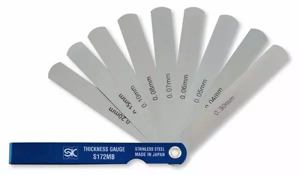 Niigata Seiki SK Made in Japan Thickness Gauge Stainless Steel 9 Piece Set 100mm S172MB (Gap Gauge) 0.04-0.30mm