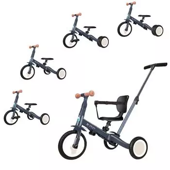 Nijakise 5in1 Running 1-5 лет Ultra Easy to Saddle Push Bar ремень безопасности в комплекте Детский трехколесный велосипед, трехколесный велосипед, велосипед, старый, компактный, легкий, серый
