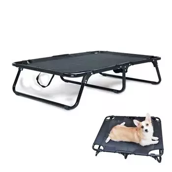 Nijakise Pet Складная кровать для собак без сборки Тип кроватки с домашним животным Удобная для жевания Подходит для средних и крупных собак Кровать, Кровать, Требуется, Компактная, чёрный