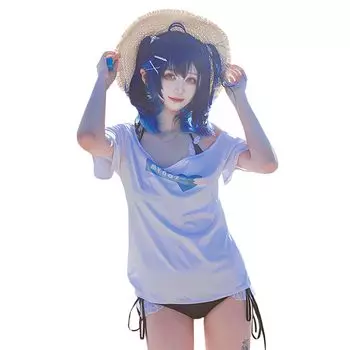 Nijisanji Kokoro Amamiya Косплей VTuber Хэллоуин Купальник Лето [молочное время] белый