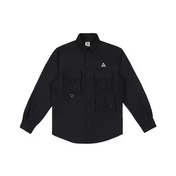 Nike ACG Collection Однобортная водонепроницаемая спортивная куртка с несколькими карманами и длинными рукавами с логотипом Повседневная мужская верхняя одежда черного цвета DB1014-010 M