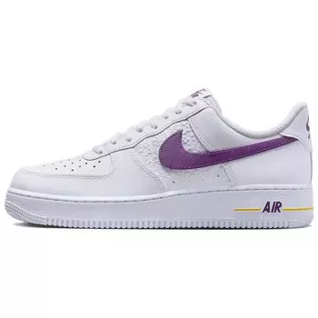 Nike Air Force 1 07 Embossed Hoops - мужские кроссовки Lakers White Bold-Berry Speed-Yellow FJ4209-100 43