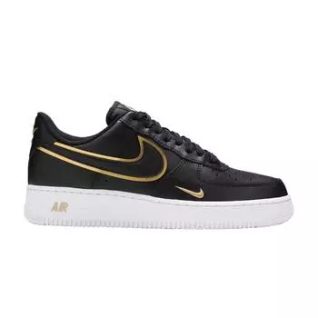 Nike Air Force 1 07 LV8 Metallic Swoosh Pack — черные мужские кроссовки металлик-золото-белый DA8481-001 44