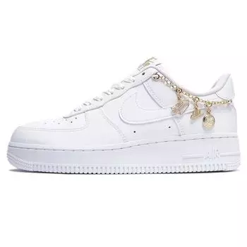 Nike Air Force 1 07 LX Lucky Charms Женские кроссовки белые металлик-золото Flat-Gold DD1525-100 36.5
