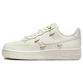 Nike Air Force 1 07 LX Mini Swoosh — женские кроссовки металлик золотого цвета с белым парусом FV3654-111 38