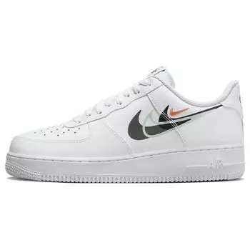 Nike Air Force 1 07 Multi Swoosh — белые черные мужские кроссовки светло-серебристые, средне-пепельные FN7807-100 36.5