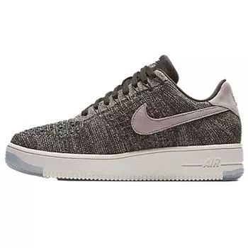 Nike Air Force 1 Flyknit Low Женские кроссовки Grey Midnight-Fog Ivory-String-Ailstone-Red 820256-008