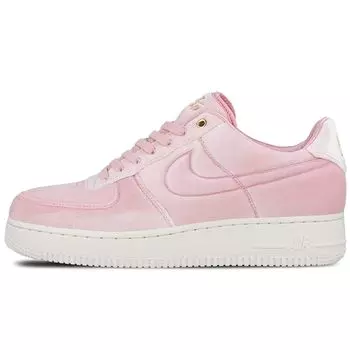Nike Air Force 1 Low 07 Premium Pink Velour Женские кроссовки Pink-Rise Pink-Rise-Sail-Metallic-Gold AT4144-600