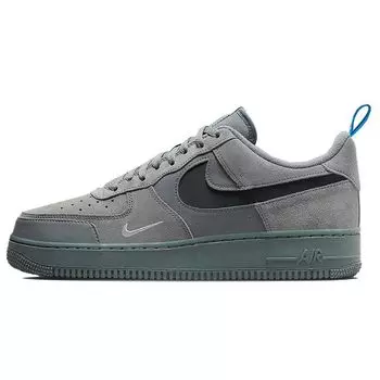 Nike Air Force 1 Low Cut Out Swoosh — серые мужские кроссовки дымчато-серые черные светло-фотосиние DO6709-002 44