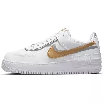 Nike Air Force 1 Shadow White Metallic Gold Женские кроссовки Metallic-Silver DM3064-100 35.5